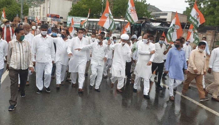 BJP &#039;conspiring&#039; to topple Rajasthan government, alleges CM Ashok Gehlot’s son; Congress workers stage protest