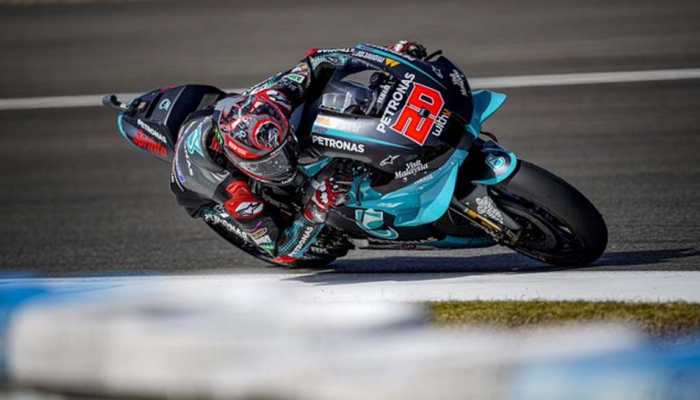 Fabio Quartararo takes pole at Andalusian MotoGP, Marc Marquez withdraws