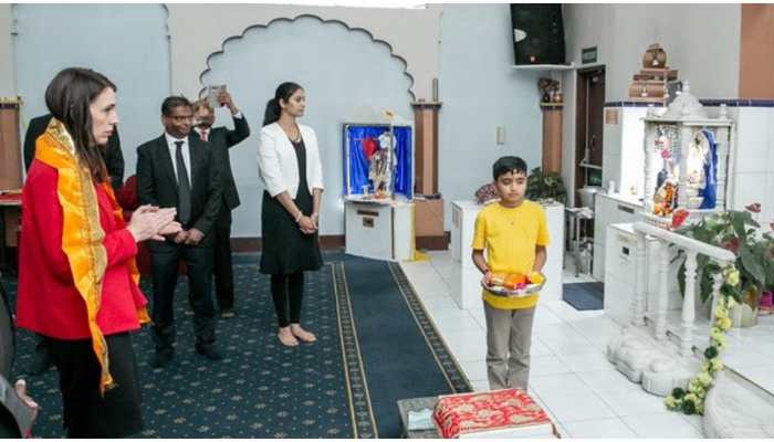 New Zealand PM Jacinda Ardern visits Radha Krishna Temple ahead of national elections New Zealand PM Jacinda Ardern visits Radha Krishna Temple ahead of national elections