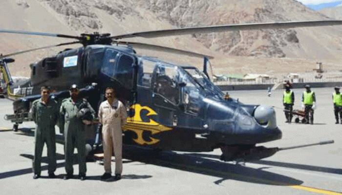 Two light combat helicopters developed by HAL deployed in Ladakh for high altitude IAF operations