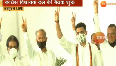Ahead of special assembly session, Rajasthan CM Ashok Gehlot, Sachin Pilot meet for first time, flash victory sign