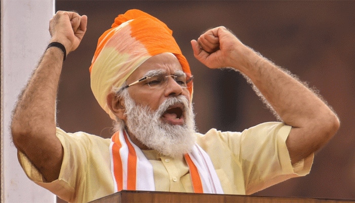 PM Narendra Modi continues &#039;safa&#039; tradition, opts for saffron, cream turban