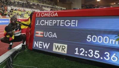 Joshua Cheptegei breaks 5000-metre world record on return of Diamond League