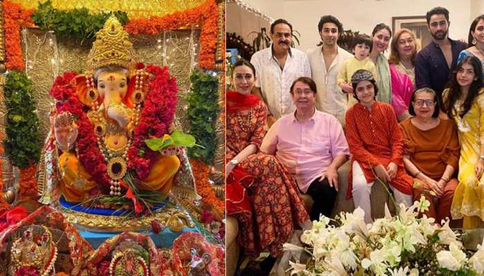 Kareena, Karisma, Taimur and family's Ganpati darshan at aunt Rima Jain's house calls for a freeze-frame - In Pics