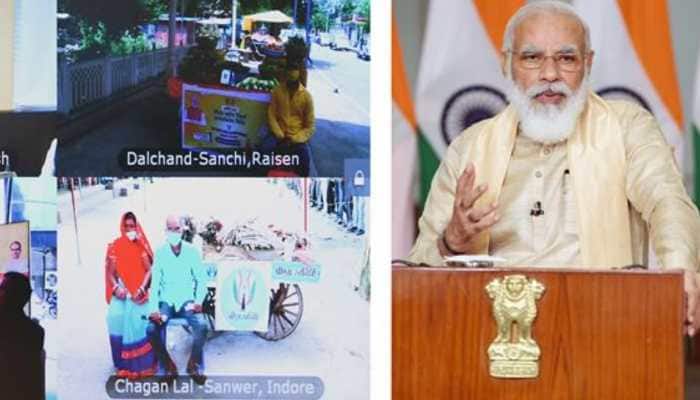 PM Narendra Modi holds 'Svanidhi Samvaad' with street vendors from MP, says they will be given access to online platform for business, digital transactions PM Narendra Modi holds 'Svanidhi Samvaad' with street vendors from MP, says they will be given access to online platform for business, digital transactions