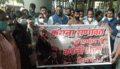 Karni Sena protests in Lucknow, burns effigy of Shiv Sena MP Sanjay Raut, demands apology over remarks on Kangana Ranaut  