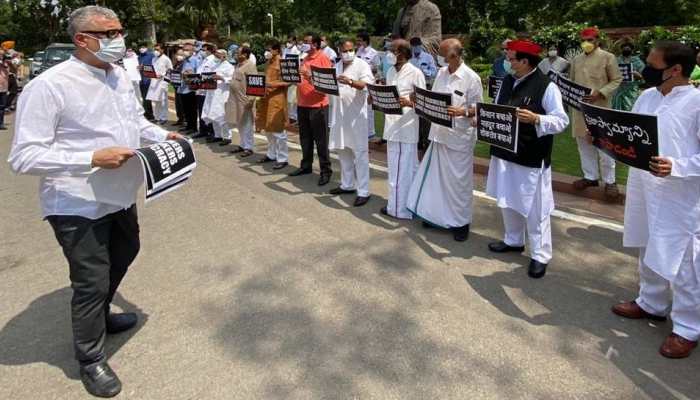 Opposition MPs stage protest at Parliament premises over farm bills 