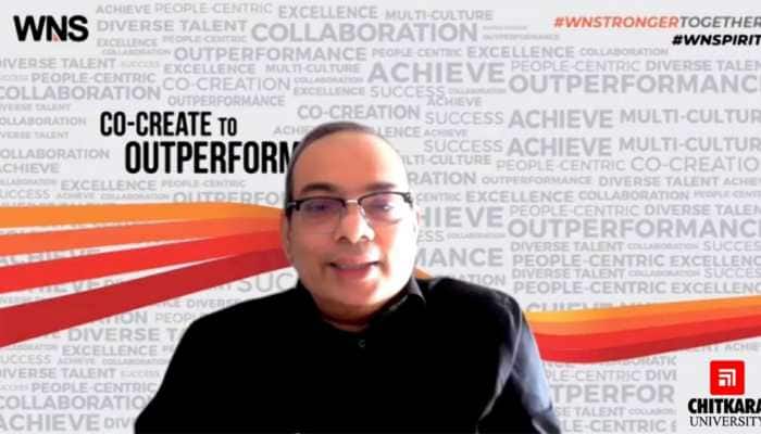 THE Group CEO of WNS Global Services and Ex-Chairman NASSCOM Mr. Keshav R. Murugesh interacts with Chitkara University students