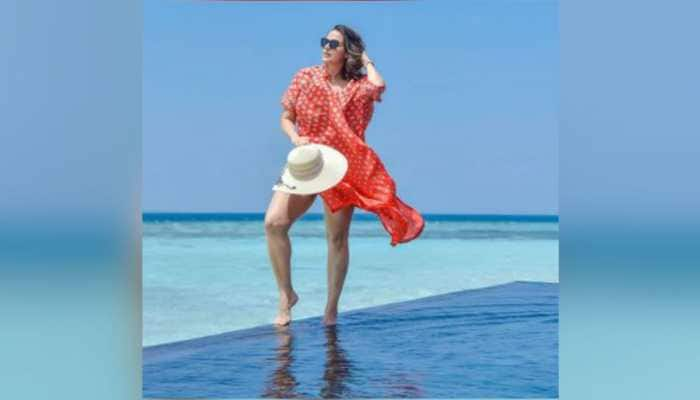 Neha Dhupia dons a pink bikini, makes a splash into the pool during Maldives vacay, see pics