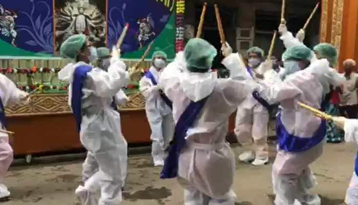 Kolkata Durga Puja club organises dandiya in PPE to spread COVID-19 awareness