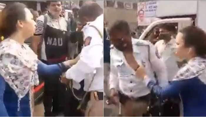 Mumbai woman assaults traffic cop when stopped for not wearing helmet, held with biker