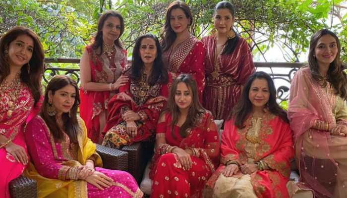 Varun Dhawan&#039;s ladylove Natasha Dalal celebrates Karwa Chauth with his family and other Bollywood celebs, pic goes viral 