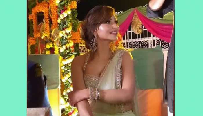Trending: Urvashi Rautela dancing at a wedding wearing a stunning mint-green saree- Watch