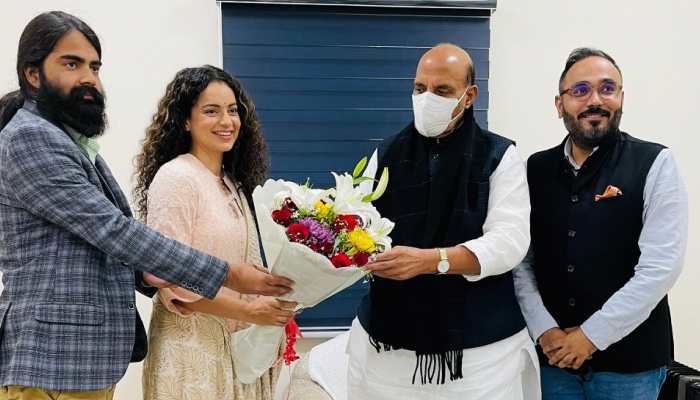 Kangana Ranaut meets Rajnath Singh, gets his blessings for film &#039;Tejas&#039;