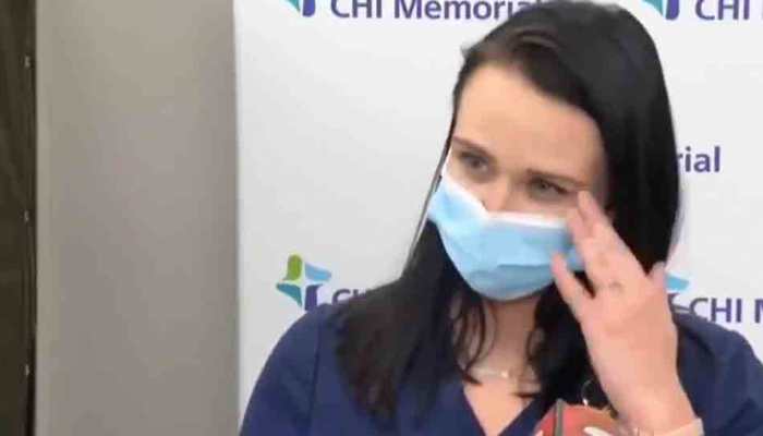 US head nurse faints during press briefing, received COVID vaccine shot hours back