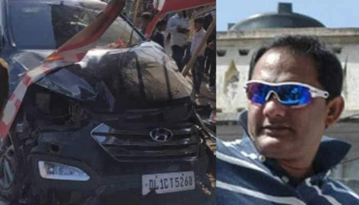 Former Indian skipper Mohammad Azharuddin escapes unhurt after his car rams into a hotel in Rajasthan