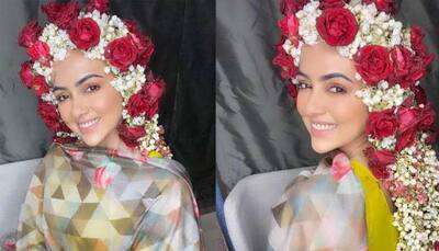 Sana Khan delights fans, posts photos with a stunning floral ensemble of jasmine and roses