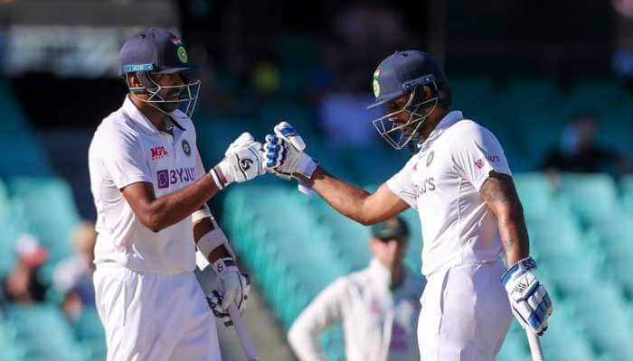 Ravichandran Ashwin (left) and Hanuma Vihari ensured a draw in the third Test at SCG. (Photo: BCCI)