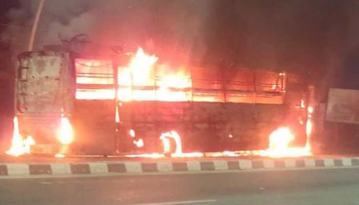 Bus catches fire on Lucknow-Agra expressway; police, fire brigade rushed to spot