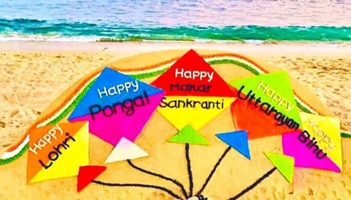 Happy Makar Sankranti, Pongal, Lohri: Sudarsan Pattnaik's vibrant sand art at Puri beach - See pic
