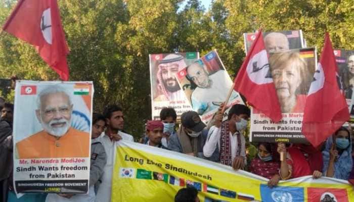 PM Narendra Modi&#039;s poster seen at pro-independence rally at Pakistan&#039;s Sindh