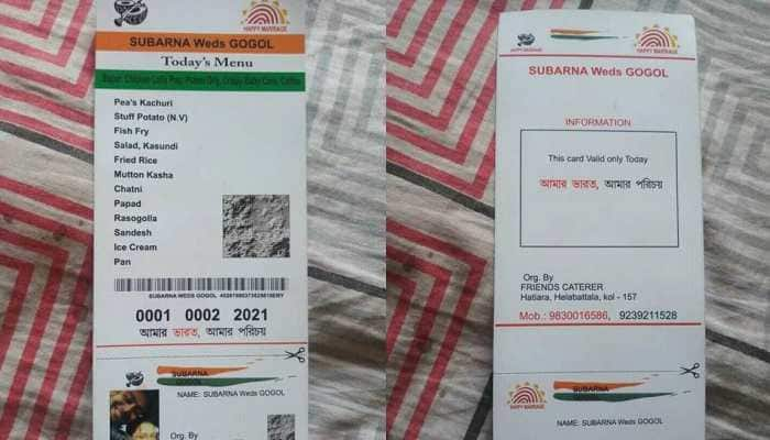 West Bengal couple designs wedding food menu on Aadhaar card, pics go viral