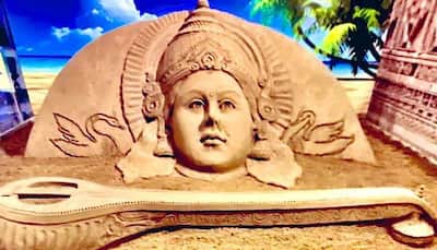 On Basant Panchami, Sudarsan Pattnaik shares breathtaking sand art of Goddess Saraswati!