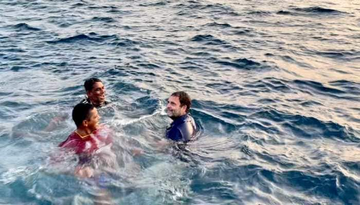 Rahul Gandhi jumps into sea in Kerala, watch video here