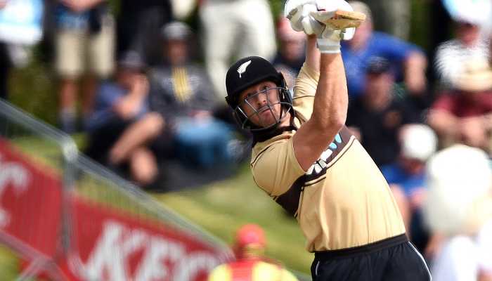 NZ opener Martin Guptill en routre to scoring 97 in the second T20 against Australia at Dunedin. (Source: Twitter)