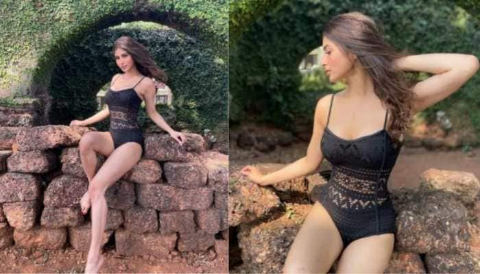 Mouni Roy looks smouldering in a lacy black monokini!