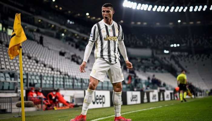 Cristiano Ronaldo celebrates after scoring a goal (Source: Twitter)