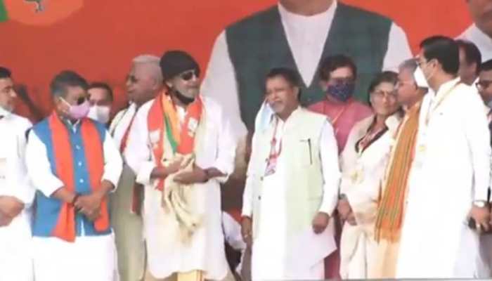 West Bengal Assembly election 2021: Actor Mithun Chakraborty joins BJP at PM Modi&#039;s rally in Kolkata