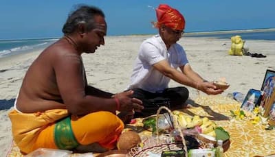 Indian envoy Gopal Baglay offers prayers at Ram Setu in Sri Lanka