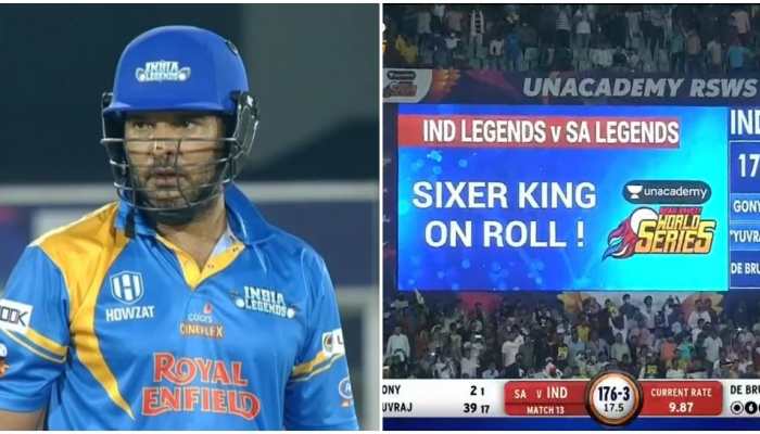 Road Safety World Series: Yuvraj Singh slams four SIXES in a row against South Africa Legends, watch video 