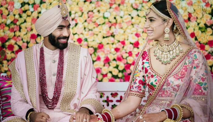 Cricketer Jasprit Bumrah-Sanjana Ganesan dazzle at their wedding reception - Top 5 celebrity wedding looks that stumped us