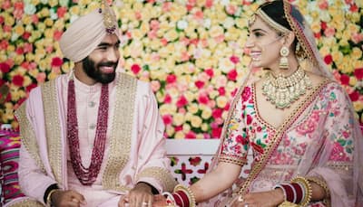 Cricketer Jasprit Bumrah-Sanjana Ganesan dazzle at their wedding reception - Top 5 celebrity wedding looks that stumped us