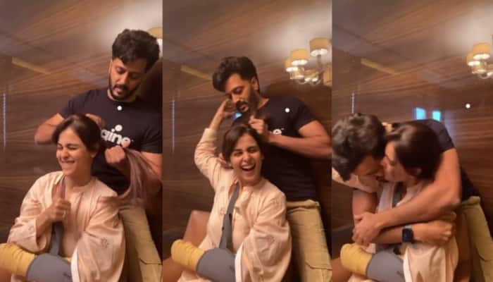 Riteish Deshmukh turns hairstylist for injured wifey Genelia D&#039;Souza in this mushy video - Watch