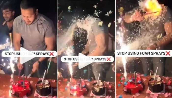 Birthday boy&#039;s face catches fire as friends spray party foam on him - Watch video