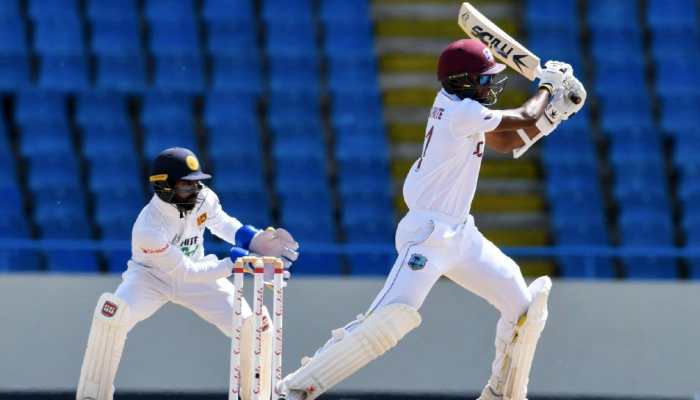 West Indies captain Kraigg Brathwaite en route to scoring an unbeaten 99 on Day 1 of 2nd Test against Sri Lanka in Antigua. (Source: Twitter)