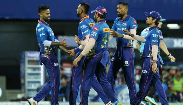 Mumbai Indians celebrate their 10-run win over Kolkata Knight Riders in the IPL 2021 clash in Chennai. (Photo: IPL)