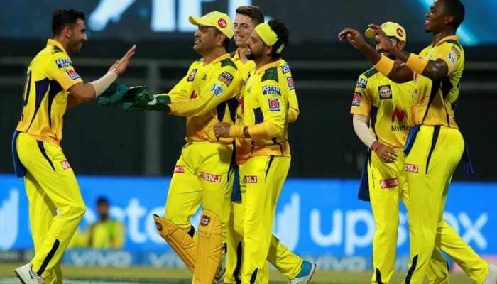 Chennai Super Kings paceman Deepak Chahar celebrates picking up a wicket with skipper MS Dhoni and the rest of the team against Kolkata Knight Riders in Mumbai. (Photo: IPL)