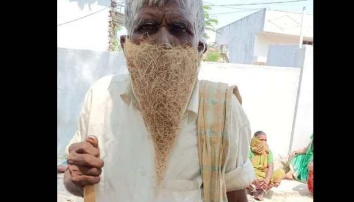 COVID-19: Telangana man uses bird nest as face mask, picture goes viral