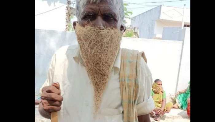 COVID-19: Telangana man uses bird nest as face mask, picture goes viral