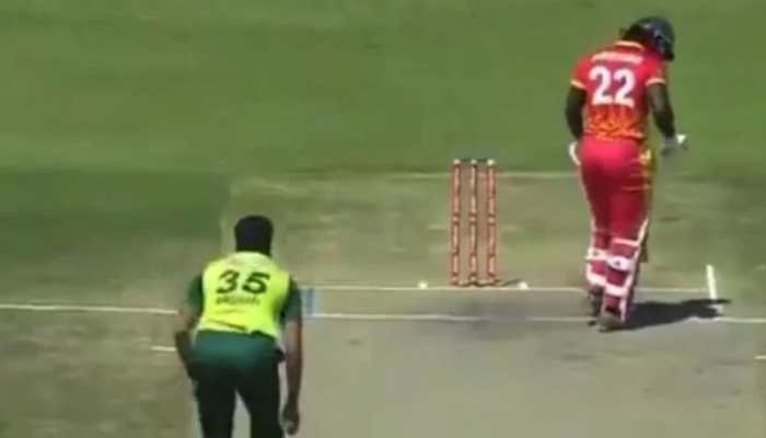 ZIM vs PAK: Pakistan bowler breaks batsman&#039;s helmet in two halves in debut - WATCH