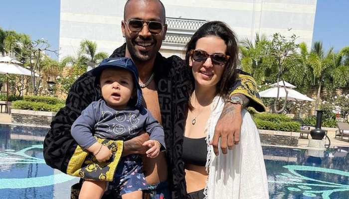 Hardik Pandya&#039;s ladylove Natasa Stankovic beats the summer heat in a pool, couple posts adorable pics with baby Agastya!