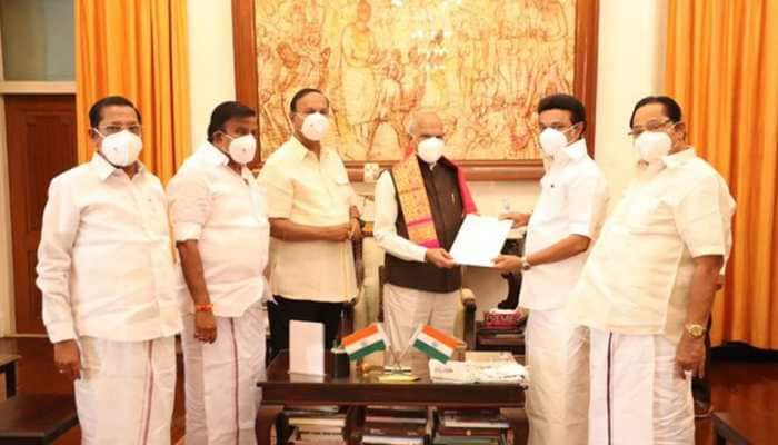 DMK chief MK Stalin calls on Tamil Nadu Governor, stakes claim to form government 