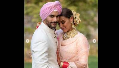  Angad Bedi wishes wife Neha Dhupia on third wedding anniversary, shares throwback pictures from the wedding!