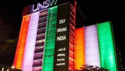 Australian varsity shows solidarity with India's fight against COVID-19, library illuminated with tricolour