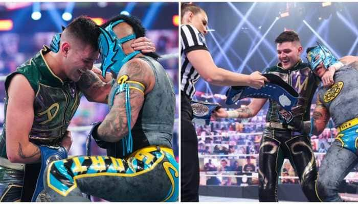 WWE celebrates Rey Mysterio&#039;s historic win at WrestleMania Backlash 2021; JBL and Mark Henry join party