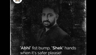Abhishek Bachchan shares poster by Mumbai Police: 'Abhi' fist bump, 'Shek' hands later please!'